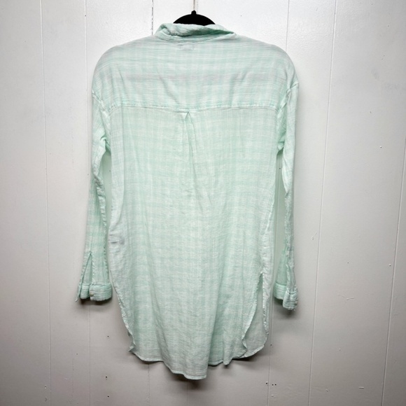 Aerie Cool Mint Green 1/2 Button Women's Gauzy Cotton Tunic Shirt Size Medium - Picture 6 of 11